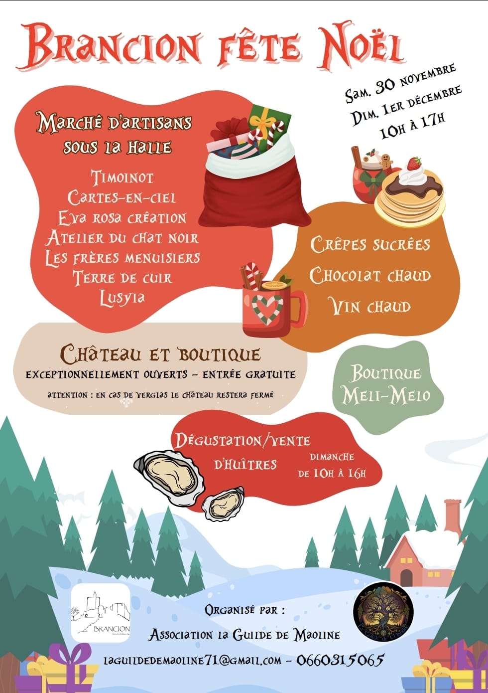 Affiche marché de Noël à Brancion